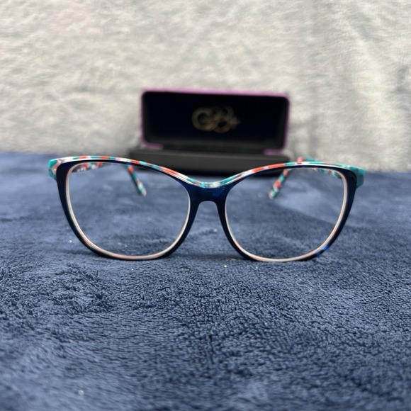Modern GB+ Savvy Navy 56-16-145 Brown/Floral Full Rim Eyeglasses‎ Frame w/Case - Picture 2 of 16